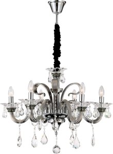 EKSKLUZYWNY ŻYRANDOL W STYLU GLAMOUR ~ SREBRNA LAMPA WISZĄCA ~ GLITTER/02