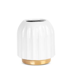 BIAŁO ZŁOTY WAZON CERAMICZNY ~ NOWOCZESNY WAZON W STYLU GLAMOUR ~ MONA-03