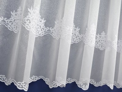 DELIKATNA FIRANA HAFTOWANA ~ ELEGANCKA FIRANA W ORNAMENTY ~ "SEMPRE" BIEL ~ 170