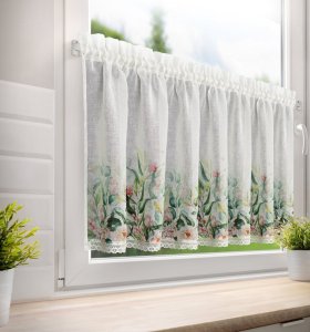 Gotowe kolorowe zazdrostki w kwiaty - prowansalskie zazdrostki gotowe z tunelem - Fargot - 60x150