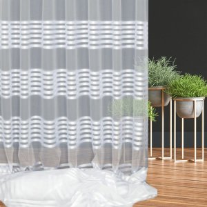 Nowoczesna firana biała w pasy MAGIA PASÓW