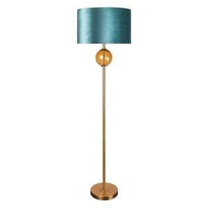 NOWOCZESNA LAMPA Z WELUROWYM ABAŻUREM ~ TURKUSOWO ZŁOTA LAMPA DEKORACYJNA ~ MUSA/L/02