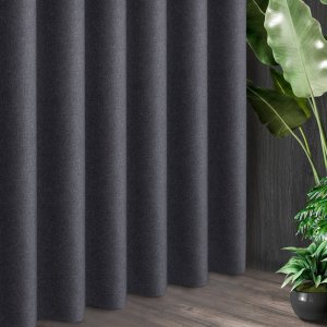 Nowoczesne zasłony loft do salonu - zasłony na metry melanż - "Polywool" stal - 145