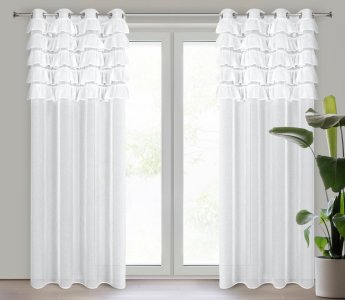 GOTOWA FIRANA Z FALBANKAMI ~ GOTOWA FIRANA FALBANKI NA PRZELOTKACH ~ AURA BIEL ~ 1,40m x 2,50m