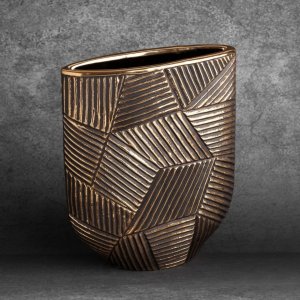 CZARNO ZŁOTY WAZON DEKORACYJNY W STYLU GLAMOUR ~ WAZON CERAMICZNY ~ EMMI/01
