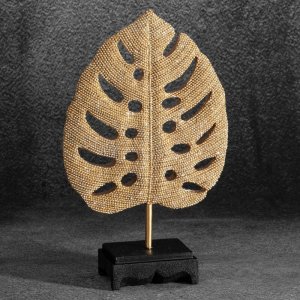 NOWOCZESNA FIGURKA DEKORACYJNA W STYLU GLAMOUR ~ ZŁOTY LIŚĆ MONSTERA ~ ELDO/5