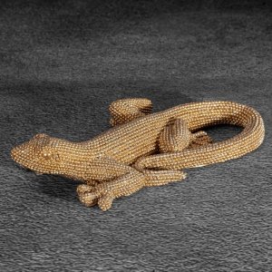 NOWOCZESNA FIGURKA DEKORACYJNA W STYLU GLAMOUR ~ ZŁOTA JASZCZURKA CERAMICZNA ~ ELDO/1