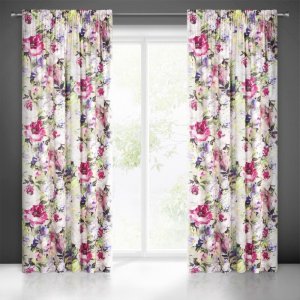 ELEGANCKIE GOTOWE ZASŁONY NA TAŚMIE Z WELURU W KWIATY AMELIE ~ nr 97 ~ 1,40m x 2,70m