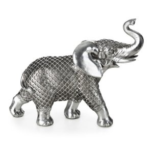 ELEGANCKA FIGURKA DEKORACYJNA W STYLU GLAMOUR ~ SREBRNY SŁOŃ CERAMICZNY ~ EVAN-3