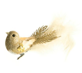 OZDOBA CHOINKOWA SW/OZD/BIRD/34-4 ~ PTAK ~ ZŁOTO ~ kpl. 6szt