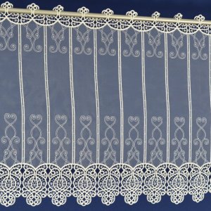 Eleganckie zazdrostki panelowe - organtyna z gipiurą - "Ornament" krem - 60 - kupon 0,70m
