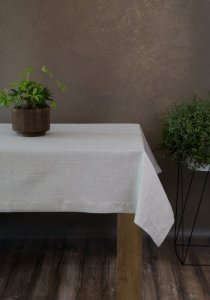 SREBRNY NABŁYSZCZANY OBRUS DEKORACYJNY ~ OBRUS O LNIANYM SPLOCIE ~ STELLA2 ~ 145x350