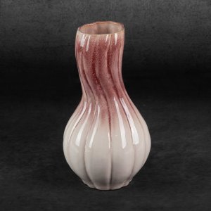 KREMOWO RÓŻOWY WAZON DEKORACYJNY ~ PASTELOWY WAZON CERAMICZNY ~ EVITA-02