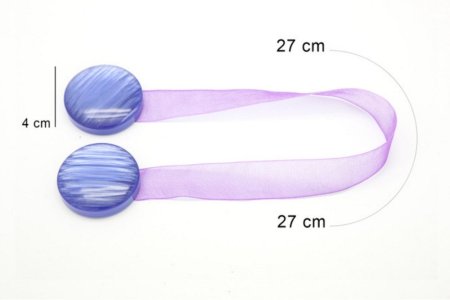 MAGNES DO FIRAN I ZASŁON ~ UPINACZ DEKORACYJNY Z MAGNESEM ~ M/67 ~ FIOLET ~ 2 SZT