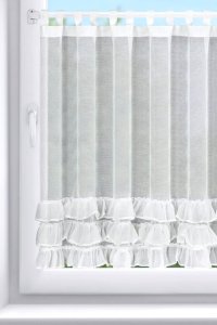 Zazdrostki z falbankami od dołu - gotowe-zazdrostki falbanki do kuchni - Milian biel - 90x150