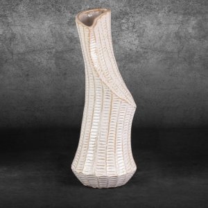 PIĘKNY WAZON W STYLU FRANCUSKIM ~ KREMOWO ZŁOTY WAZON CERAMICZNY ~ LIZA-03