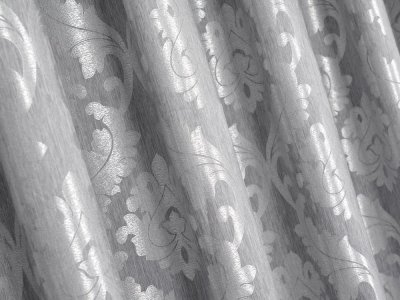 ELEGANCKIE ZASŁONY DO SALONU W DUŻE ORNAMENTY ~ "BRENDA I" SREBRO ~ 280
