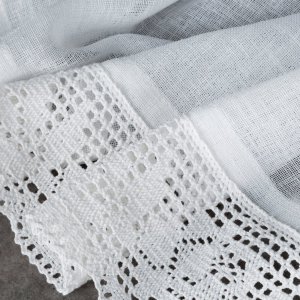 Gotowe zazdrostki retro z koronką i tunelem - zazdroski w róże - Rositta - biel - 30x150
