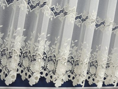 ELEGANCKA FIRANA MARKIZETA Z GIPIURĄ ~ 2 SZLAKI GIPIURY ~ "KOKARDKI" KREM ~ 295