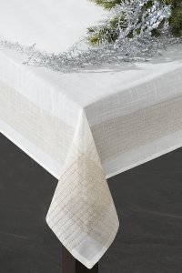 EKSKLUZYWNY OBRUS DEKORACYJNY ~ PROSTOKOĄTNY ~ SILVER 1 ~ KREM + SREBRO ~ 150x280