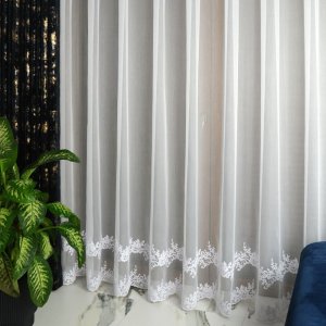 modne firany do salonu olga markizeta aden haft w dw&oacute;ch rzędach 30 cm