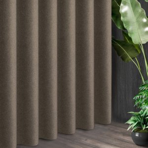 Nowoczesne zasłony loft do salonu - zasłony na metry melanż - "Polywool" kakao - 145