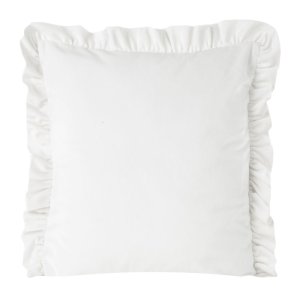 WELUROWA POSZEWKA DEKORACYJNA Z FALBANKĄ ~ VELVET/25/L ~ 45x45 ~ BIEL