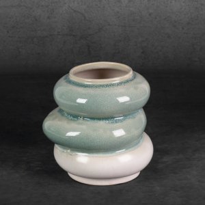 KREMOWO MIĘTOWY WAZON ~ FIKUŚNY WAZON W STYL BOHO ~ OZDOBNY WAZON CERAMICZNY ~ LIANA3