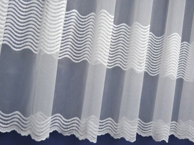 ELEGANCKA I NOWOCZESNA FIRANA NABŁYSZCZANA ~ ADEN HAFTOWANY ~ "KORTEZ" BIEL ~ 170 ~ KUPON 2,65M