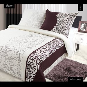 POŚCIEL Z SATYNY BAWEŁNIANEJ LINIA "PREMIUM" ~ VIOLA BEŻ + BRĄZ ~ 220x200