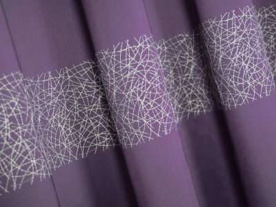 NOWOCZESNA - ELEGANCKA TAFTA HAFTOWANA W PASY ~ "GEMINI" FIOLET ~ 295