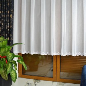 kr&oacute;tka firana selena 160 biała ażurowy haft d&oacute;ł kuchnia okno