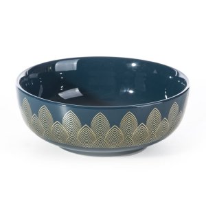 GRANATOWO ZŁOTA MISA DEKORACYJNA ~ CERAMICZNA MISA ZE WZOREM ETNO ~ MAYRA