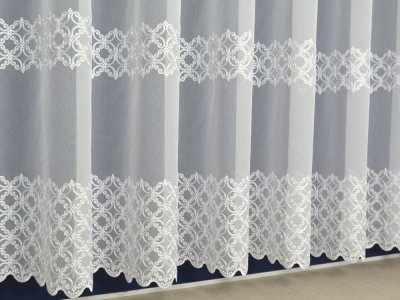 ELEGANCKA FIRANA Z BATYSTU HAFTOWANEGO W ORNAMENTY ~ "MASTI" BIEL ~ 295