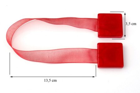 MAGNES DO FIRAN I ZASŁON ~ UPINACZ DEKORACYJNY Z MAGNESEM ~ M/16 ~ CZERWIEŃ ~ 2 SZT