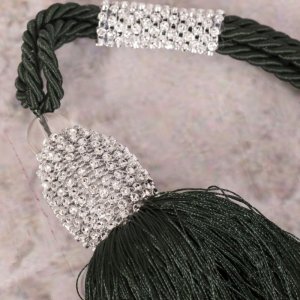 CHWOST DO ZASŁON W STYLU GLAMOUR ~ CHWOST DO PODPIĘCIA ZASŁON Z CYRKONIAMI ~ SC/KATE ~ ZIELEŃ