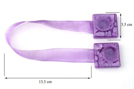 MAGNES DO FIRAN I ZASŁON ~ UPINACZ DEKORACYJNY Z MAGNESEM ~ M/16 ~ FIOLET ~ 2 SZT