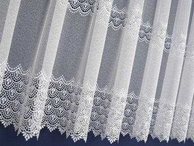 ELEGANCKA FIRANA Z GIPIURĄ - MARKIZETA Z GIPIURĄ 2 SZLAKI GIPIURY ~ "KORTEZ" - BIEL ~ 175