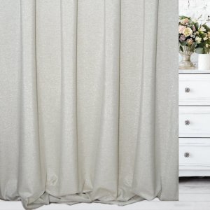 Nowoczesna i elegancka tkanina zasłonowa z połyskiem - "HARVEY" beż + srebro - 185
