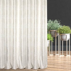 Zasłony welurowe śmietankowe ze złotym ornamentem damask
