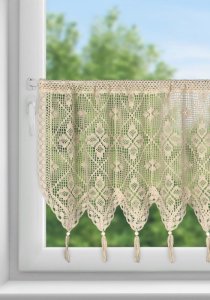 Szydełkowa zazdrostka do kuchni - gotowa zazdrostka koronkowa - Jagna beż - 60x150