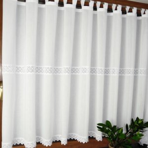 firanka z gipiurą POLA 120 cm z dekoracyjnymi ząbkami