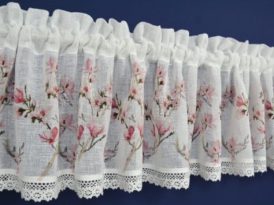 Prowansalskie zazdrostki w kwiaty magnolie - kuchenne zazdroski retro - "Amelia" - 30
