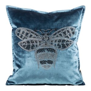 WELUROWA POSZEWKA DEKORACYJNA ~ ROYAL/2 ~ 45x45 ~ NIEBIESKI