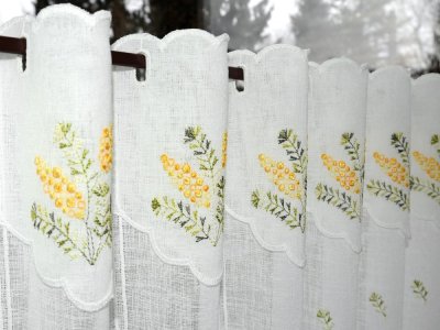 Wiosenne zazdrostki do kuchni - kolorowe zazdrostki kuchenne w kwiaty - "Nawłoć" - 17