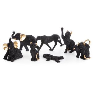 NOWOCZESNA FIGURKA DEKORACYJNA W STYLU GLAMOUR ~ CZARNE ŻYRAFY CERAMICZNE ~ ELDO/3