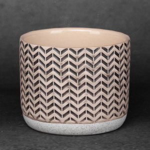 DONICZKA DEKORACYJNA ZE WZOREM ZYG-ZAG ~ CERAMICZNA DONICA NA KWIATY ~ KERI/02 ~ KPL. 2SZT.