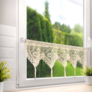 Szydełkowa zazdrostka do kuchni - gotowa zazdrostka koronkowa - Jagna beż - 30x150