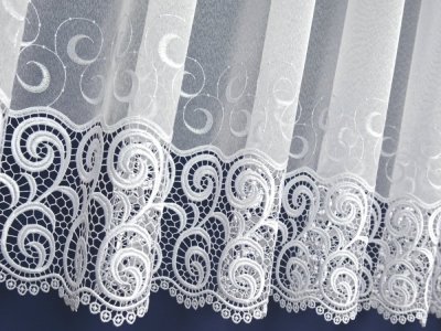 ELEGANCKA FIRANA Z GIPIURĄ - MARKIZETA Z GIPIURĄ ~ 1 SZLAK GIPIURY ~ "ASTON" BIEL ~ 165