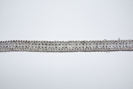 NOWOCZESNA PASMANTERIA - TAŚMA Z CYRKONIAMI ~ wys. 2,50cm ~ STAL + SREBRO